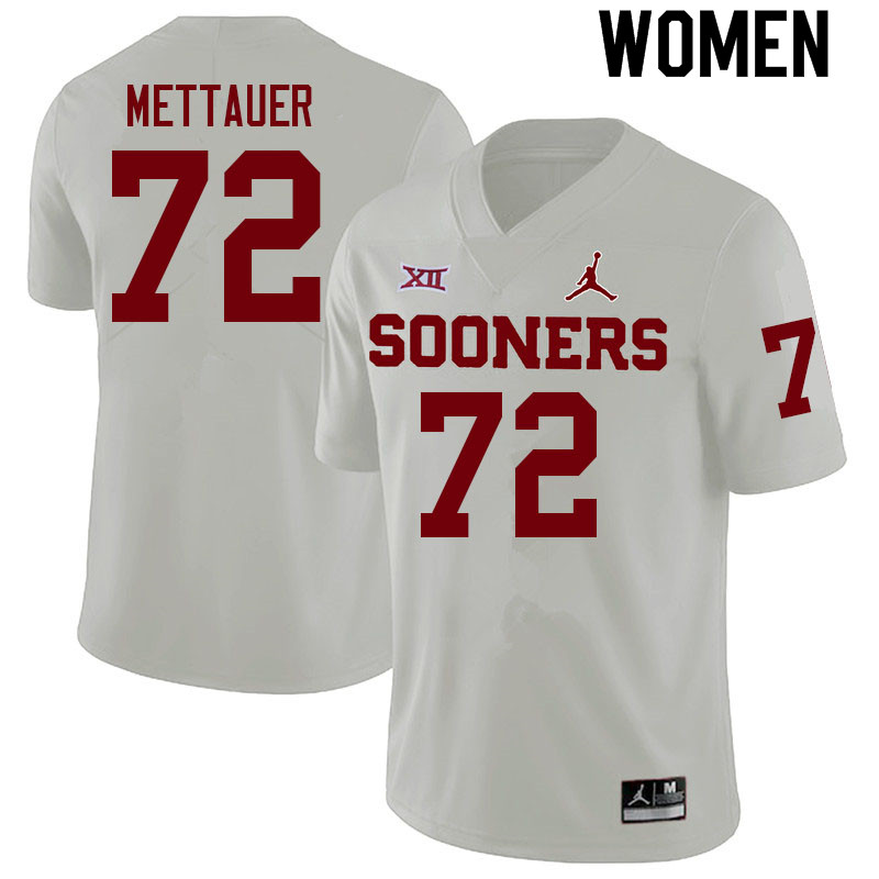 Women #72 McKade Mettauer Oklahoma Sooners College Football Jerseys Sale-White